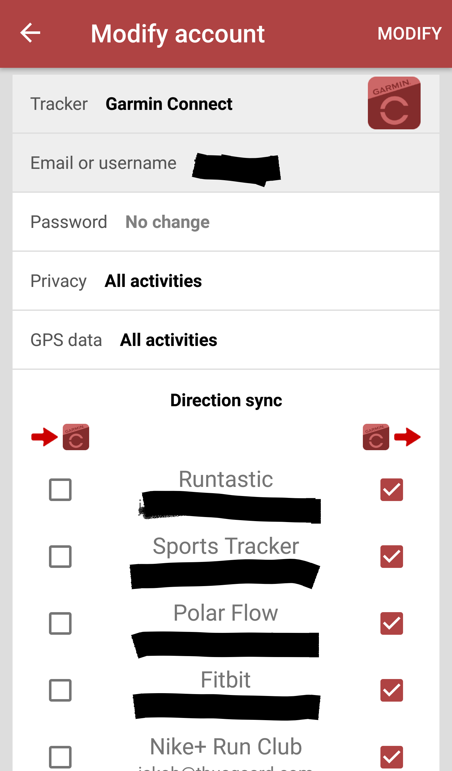 SyncMyTracks sync directions 